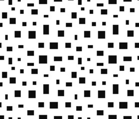 Wall Mural - black squares and rectangles abstract monochrome seamless geometric pattern.