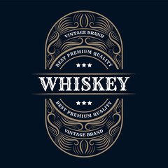 Whiskey Bourbon Vintage luxury antique logo border frame western engraving labels for beer wine whiskey alcohol product box packaging label vector printable design template