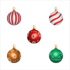 Sticker - Set of Christmas ball for tree decoration. Vector illustration. Christmas ball vector design on a white background. Multicolor Christmas ball vector illustration for tree ornaments.