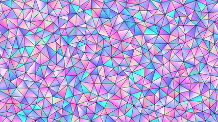 Abstract background with colorful holographic gradient triangles. Iridescent triangular seamless pattern. Vector illustration. Gradients swatches included