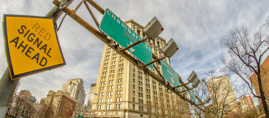 Poster - Street sign at Brooklyn Bridge entrance - NYC