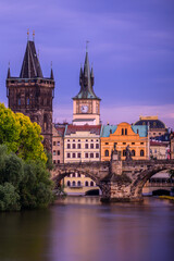 Wall Mural - Famous Charles bridge in Prague during twilight.  