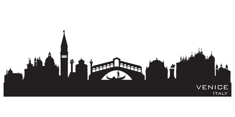 Fototapete - Venice Italy city skyline vector silhouette