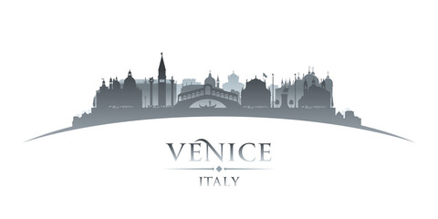Wall Mural - Venice Italy city silhouette white background