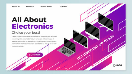 Wall Mural - Modern homepage design template with image placement