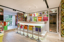Bright And Colorful Private Contemporary Home Bar. Luxury Design