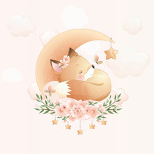 Valentine Fox Cartoon Art Print F…