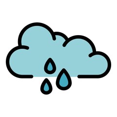 Wall Mural - rainy storm cloud icon. outline rainy storm cloud vector icon color flat isolated