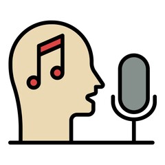 Wall Mural - Head note microphone icon. Outline head note microphone vector icon color flat isolated