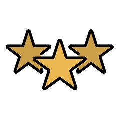 Sticker - Three stars icon. Outline three stars vector icon color flat isolated