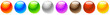Shiny, glossy empty sphere, circle, bead icons with copyspace