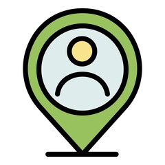 Poster - Gps human location icon. Outline gps human location vector icon color flat isolated