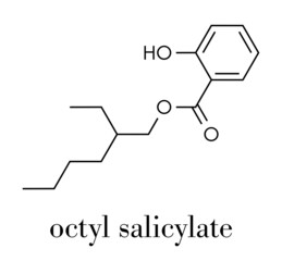 Wall Mural - Octyl salicylate (octisalate) sunscreen molecule (UV filter). Skeletal formula.