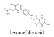 Levomefolic acid or 5-methyltetrahydrofolate molecule. Skeletal formula.