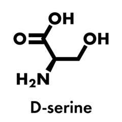 D-serine amino acid molecule. Enantiomer of L-serine. Skeletal formula.