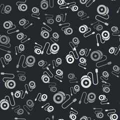 Poster - Grey Yoyo toy icon isolated seamless pattern on black background. Vector