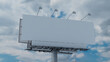 © RocknRoller Studios - Marketing Billboard. Blank Outdoor Sign against a Cloudy Afternoon Sky. Mockup Template.