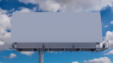 Advertising Billboard. Empty Large Format Sign Against A Cloudy Afternoon Sky. Design Template.