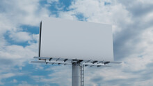 Advertising Billboard. Empty Outdoor Sign Against A Cloudy Afternoon Sky. Design Template.