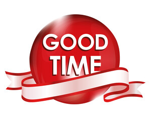 Wall Mural - Good time in red sphere and ribbon illustration