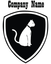 White Cat Logo Template On Black Background 