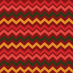 Wall Mural - Funky, retro 1970s chevron zigzag lines, seamless vector pattern.  Seventies style repeating background wallpaper texture. 