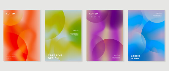 Fluid gradient background. Minimalist posters, cover, wall arts with colorful geometric shapes and liquid color. Modern wallpaper design for presentation, home decoration.  website and banner.
