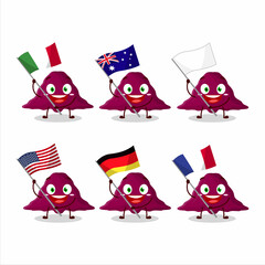 Canvas Print - Delta covirus cartoon character bring the flags of various countries