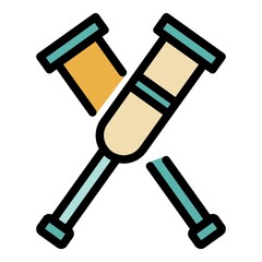 Sticker - Crutches icon. Outline crutches vector icon color flat isolated