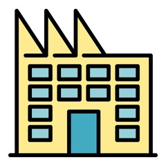 Wall Mural - Factory building icon. Outline factory building vector icon color flat isolated