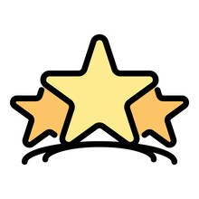 Three Stars Icon. Outline Three Stars Vector Icon Color Flat Isolated