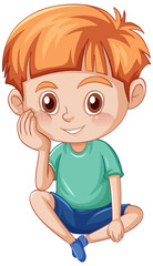 Poster - Little cute boy cartoon character on white background