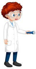 Poster - A boy wearing laboratory coat cartoon character