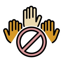 Wall Mural - People hands protest icon. Outline people hands protest vector icon color flat isolated