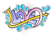 Love Heart Mural Graffiti Art Arrow Water Drop Color Full Logo Design Vector 