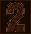 Numbers set leather style vector design, Number 2