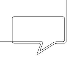 Wall Mural - One line drawing of speech bubble, Black and white vector minimalistic linear shape made of continuous line rectangular with round corners