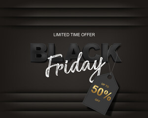 Sticker - elegant black background for Black Friday event
