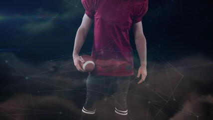 Poster - Animation of network of connections over caucasian american football player