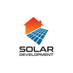 Sticker - Modern solar panel house company logo design