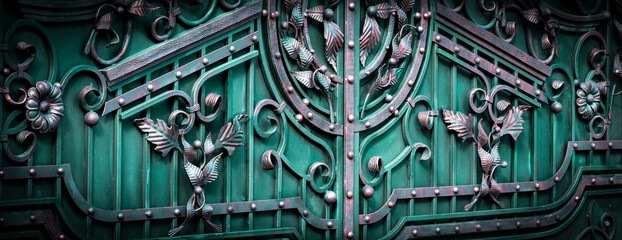 Wall Mural - large style metal gates with elements leaf