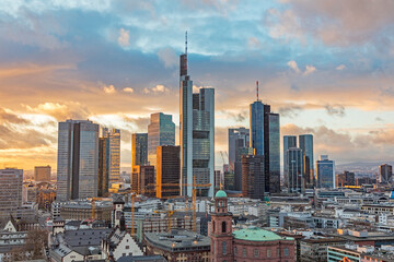 skyline of Frankfurt am Main in the evening