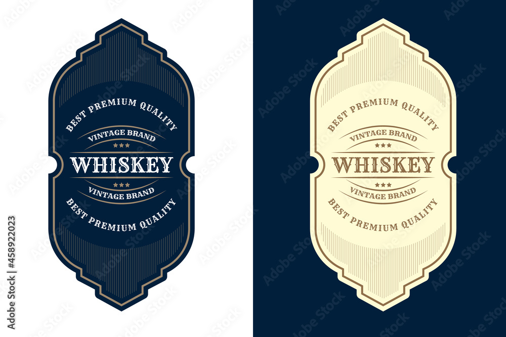 Stock-Vektorgrafik „Whiskey Bourbon Vintage luxury antique logo border frame western engraving ...