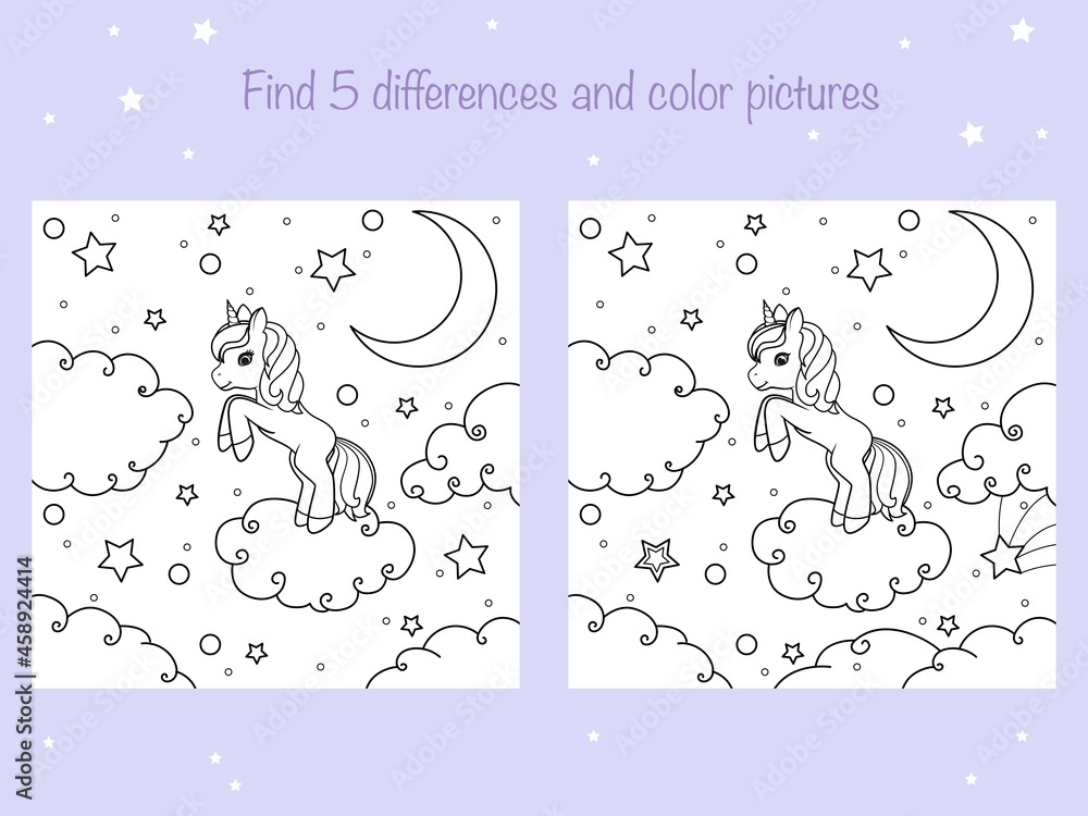 Find the same pictures and color - children educational game. Coloring ...