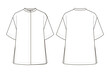 Fashion technical drawing of oversized shirt with stand collar