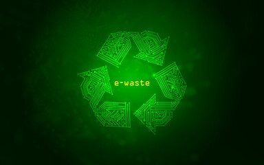 Wall Mural - e-waste, recycling icon made from a circuit board illustration