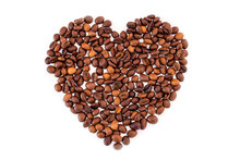Coffee Beans In Heart Shape White Background