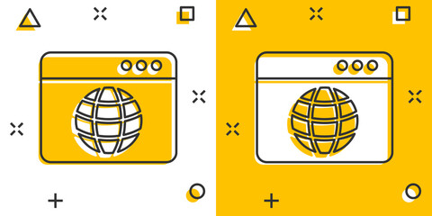 Wall Mural - website domain icon in comic style. global internet address cartoon vector illustration on white iso