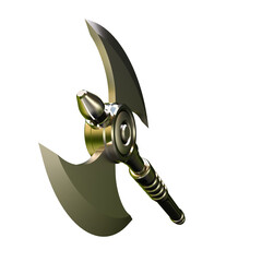 Wall Mural - 3d-illustration of a fantasy axe weapon