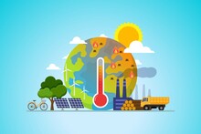 Global Warming Increase Temperature Earth With Thermometer Vector Illustration